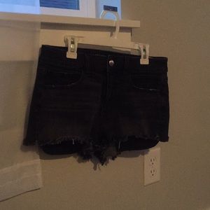 Black denim shorts